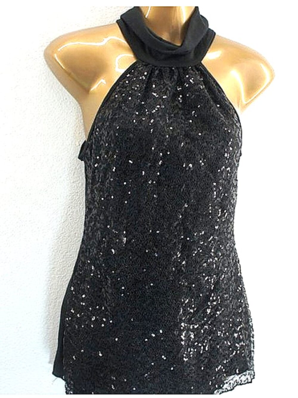 Bebe Black Sequin Top size M